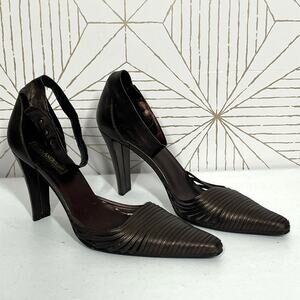 ENZO ANGIOLINI Copper Metallic Pointed Toe High Heels Ankle Strap Size 9.5 $150